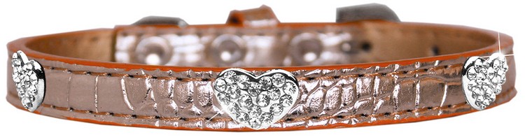 Croc Crystal Heart Dog Collar Copper Size 20